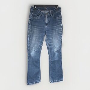 Lee Jeans Womens 10 Blue Denim High Rise Wide Leg Medium Wash Stretch Classic